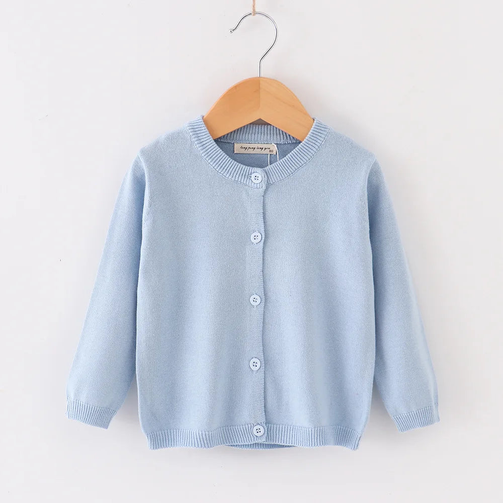 Baby Knitted Cardigan Sweater For Toddler Boys Girls Solid O‑Neck Long Sleeve Knit Outerwear Kids Spring Fall Warm Soft Coat