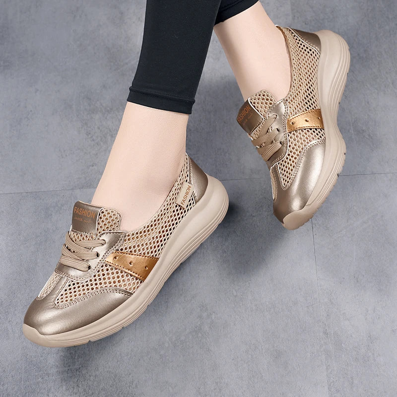 New Summer Refreshing Mesh Casual Shoes Simple and Balanced Cushioning and Elastic Lightweight Running Shoes Womens Sizes 35-42