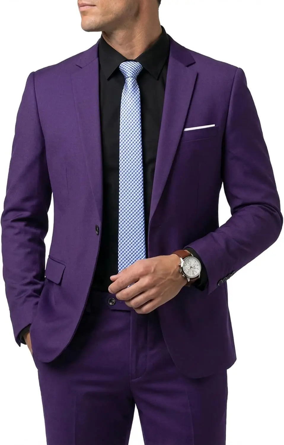 Men's 2 Piece Suit  One Button Slim Fit Solid Jacket  Pants Set Suits for Men Party Wedding Prom  Business