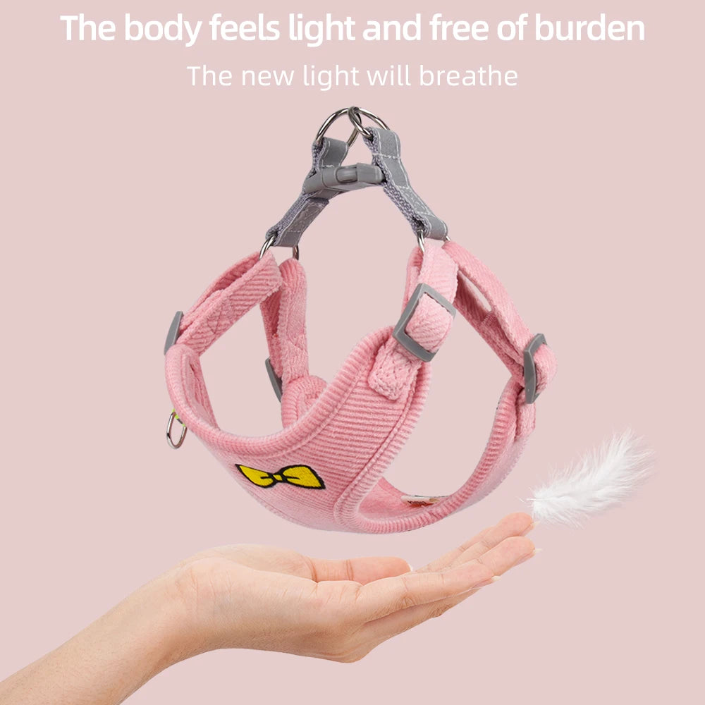 Harness Small Dog Leashes Puppy Collar Bowknot Pet Leash Teddy Vest Type Rope Pet Supplies Reflective Walk Dog Bichon Frise