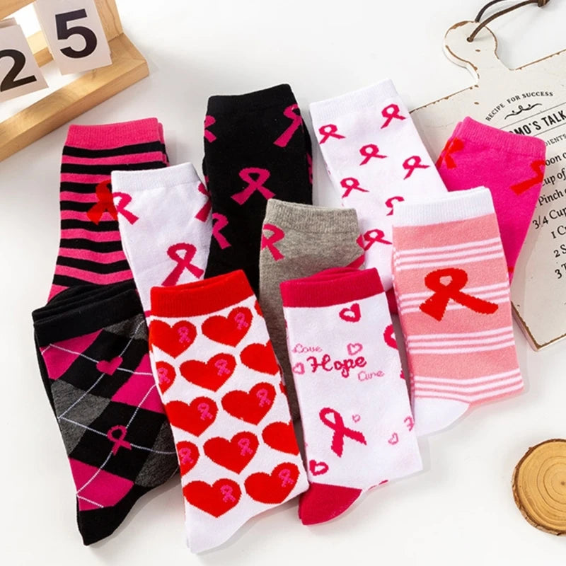 Womens Breast Cancers Awareness Socks,Soft Pink Ribbon Sport Socks Gifts