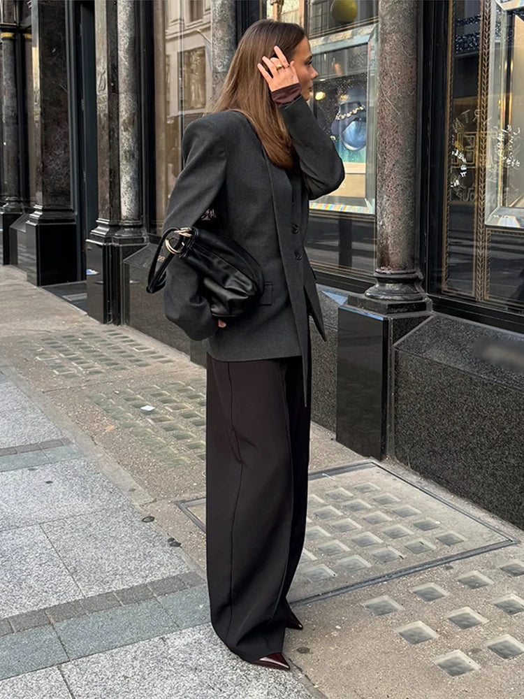 Solid Slim Women Blazer Coat Sexy V-neck With Scarf Long Sleeve Single-breasted Female Coats 2026 Spring Autumn Lady Jacket