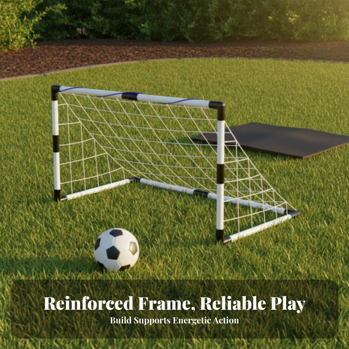 Children's Soccer Goal Rectangular Frame Kids Soccer Goal Set Sports Equipment Included Ball Inflation Pump