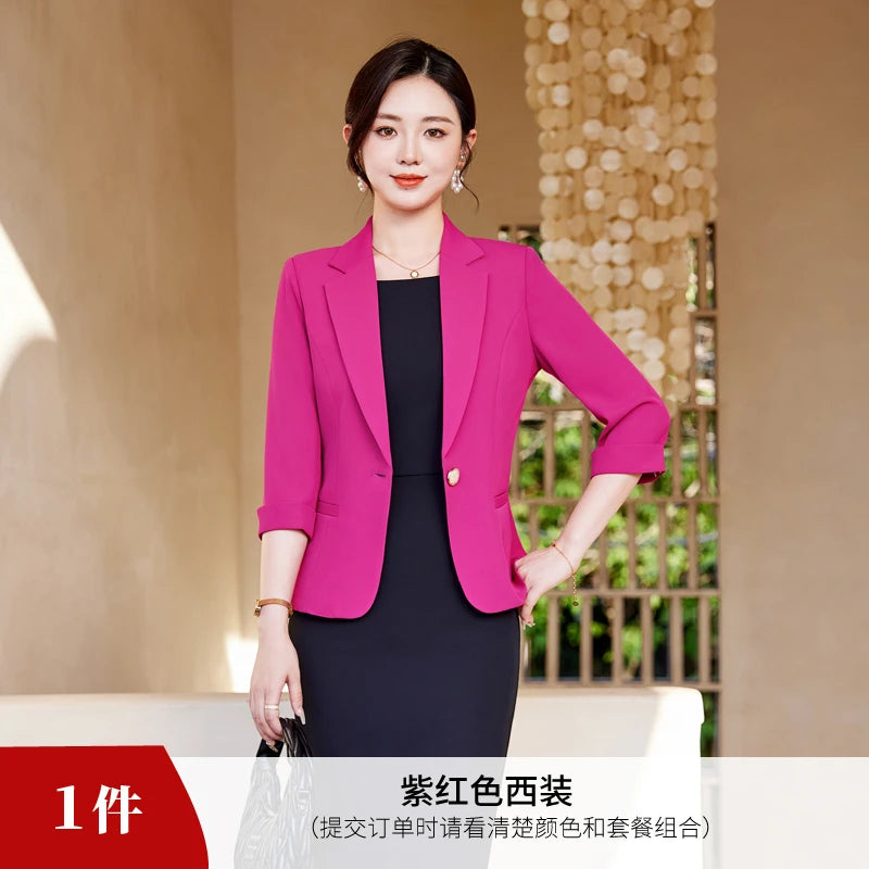 AIyssa Fashionable Professional Women's Clothing, High-Quality Mid-Sleeved Suit Jacket, Stylish, Elegant and Charming. New 2025
