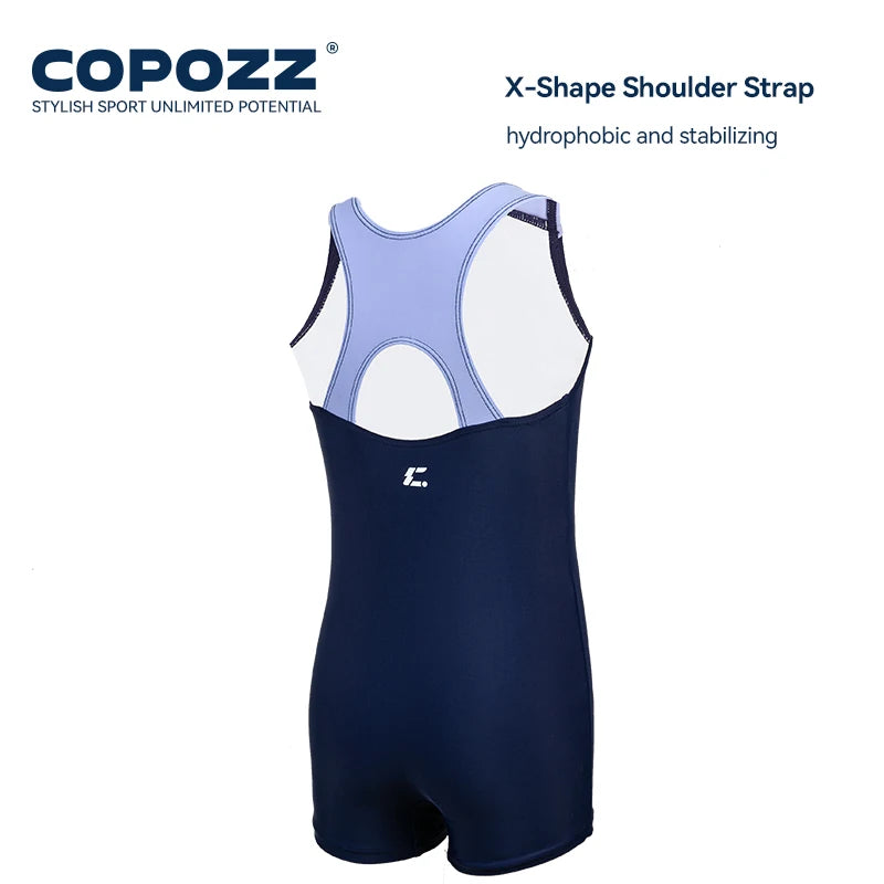 COPOZZ Solid Kids Swimwear Girls Summer One-piece Slim Quick-drying Swimsuit Fashion Hollow Out Sleeveless Children Beachwear