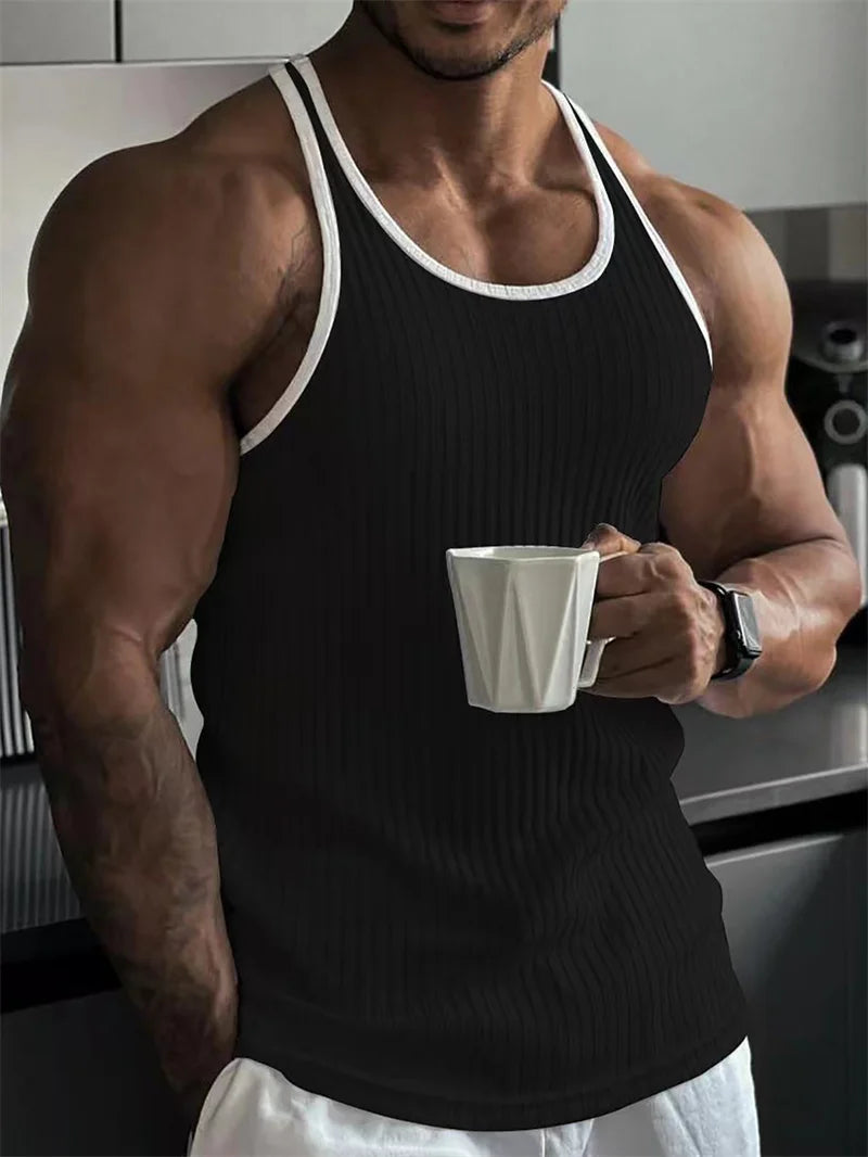 Summer Fitness Tank Top Men Fitness Sleeveless T-Shirt Male Pullover Breathable Sports Undershirt Casual Vest Elastic Loose Tops