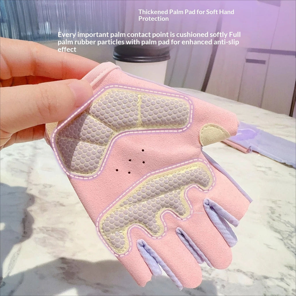 Kids Half Finger Sports Anti‑Slip Shock‑Absorbing Breathable Cycling Gloves for Boys Girls Biking Skateboard Outdoor Activities