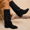 Women Boots Winter New Fashion Frosted Mid-calf Boots Women Low Heel Plus Velvet Knight Boots Elegant Comfortable Shoes Women