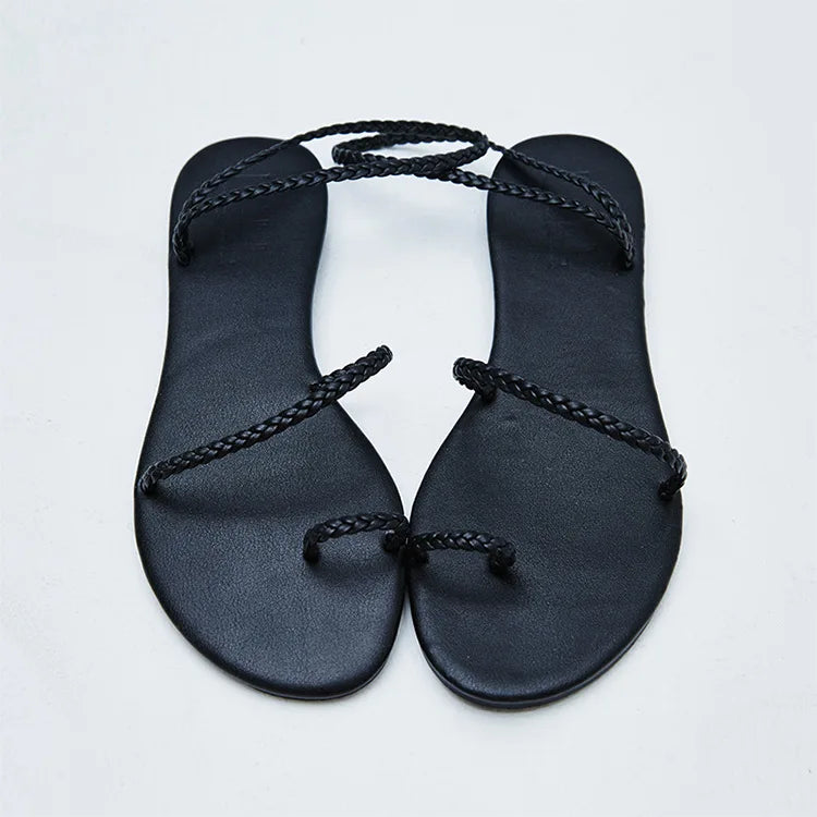 Women's Sandals 2026 Summer New Round Head Women's Sandals Fashionable and Versatile Flat Sandals for Women Zapatos De Mujer