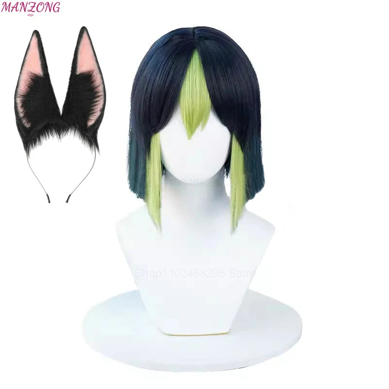 High Quality Game Impact Tighnari Cosplay Wig 30cm Heat Resistant Synthetic Hair Tighnari Women Wigs Halloween Party
