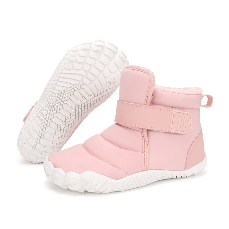 Kids New Wide Toe Barefoot Snow Boots Boys Girls Winter Minimalist Waterproof Sneakers Girls Boys Non-Slip Warm Snow Boots