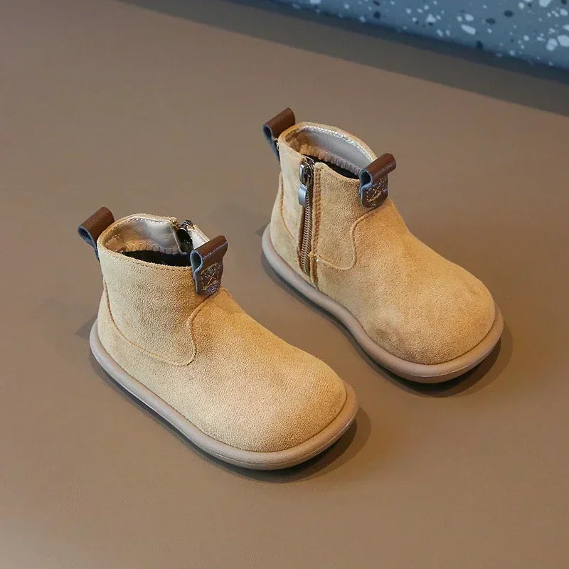 Baby Boys Girls Boots Autumn Winter Children Casual Shoes Outdoor Anti-slip Infant Shoes Oxford Suede Plush Kids Ankle Boots