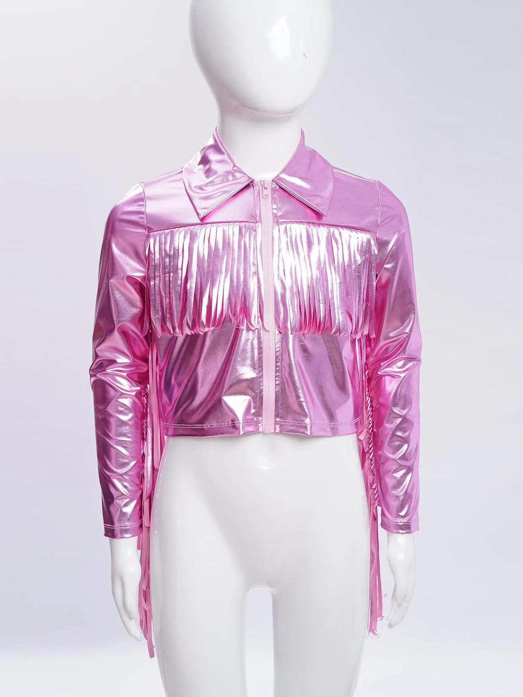 Kids Girls Long Sleeve Casual Sports Bomber Jackets Jazz Hip-hop Street Dance Costume Boys Shiny Metallic Baseball Outwear Coats