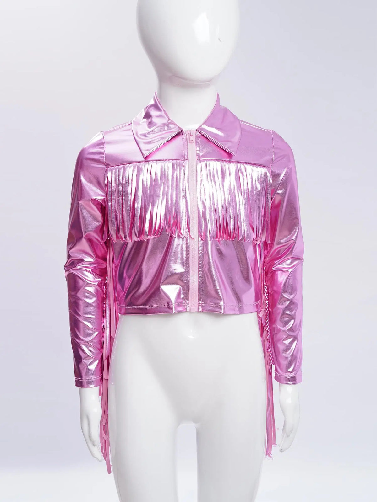 Kids Girls Long Sleeve Casual Sports Bomber Jackets Jazz Hip-hop Street Dance Costume Boys Shiny Metallic Baseball Outwear Coats