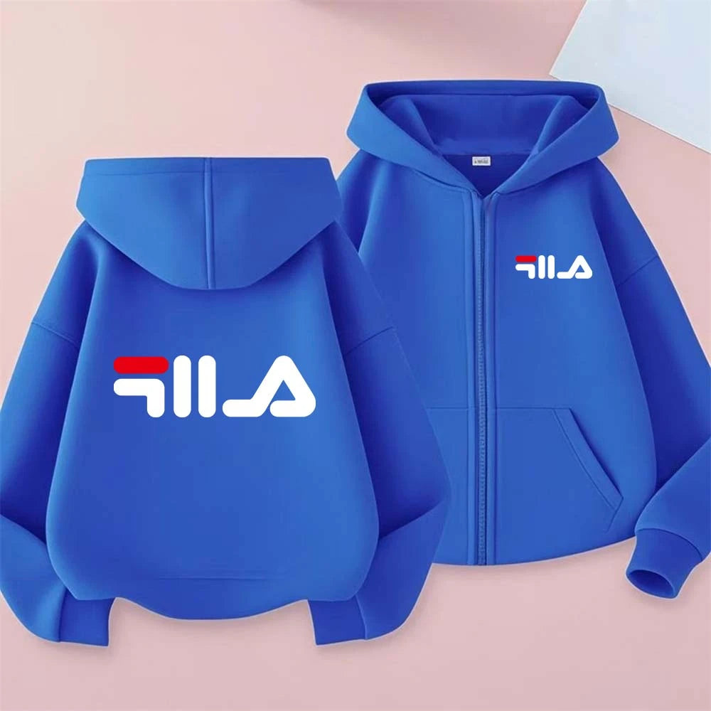 Kids Trend Letter Print Spring Autumn Simple Casual Zipper Hooded Sweatershirts 2-13 Years Boys Girls Streetwear Top Clothes