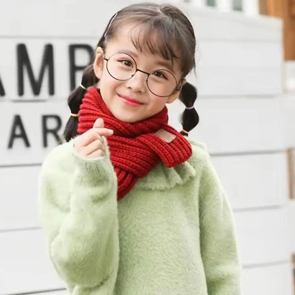 Winter Knitted Scarf for Kids Boys Girls Neckerchief Outdoor Keep Warm Neck Warmer Scarf Soft Parent-child Children´s Scarves