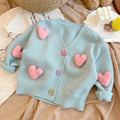 Girls Sweaters Coat Three-Dimensional Love Knitted Cardigan Jacket Autumn Winter Baby Girl Clothes Korean Kids Clothing 2-8Y