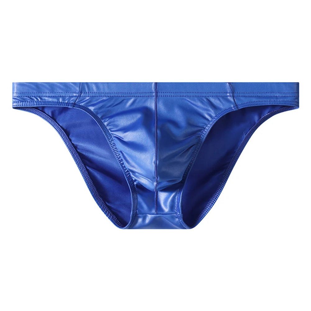 Men's Briefs Faux Leather  Underwear Briefs Low Waist Lingerie Panties Sexy And Comfortable Minimalist Triangle Pants