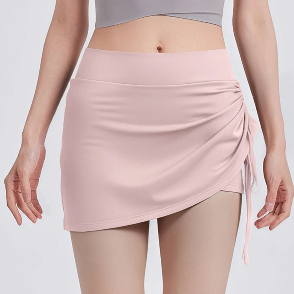 Women's Athletic Skirt with Attached Shorts, High Waist Workout Skort with Ruffle Hem, Gym to Tennis Wear for Women