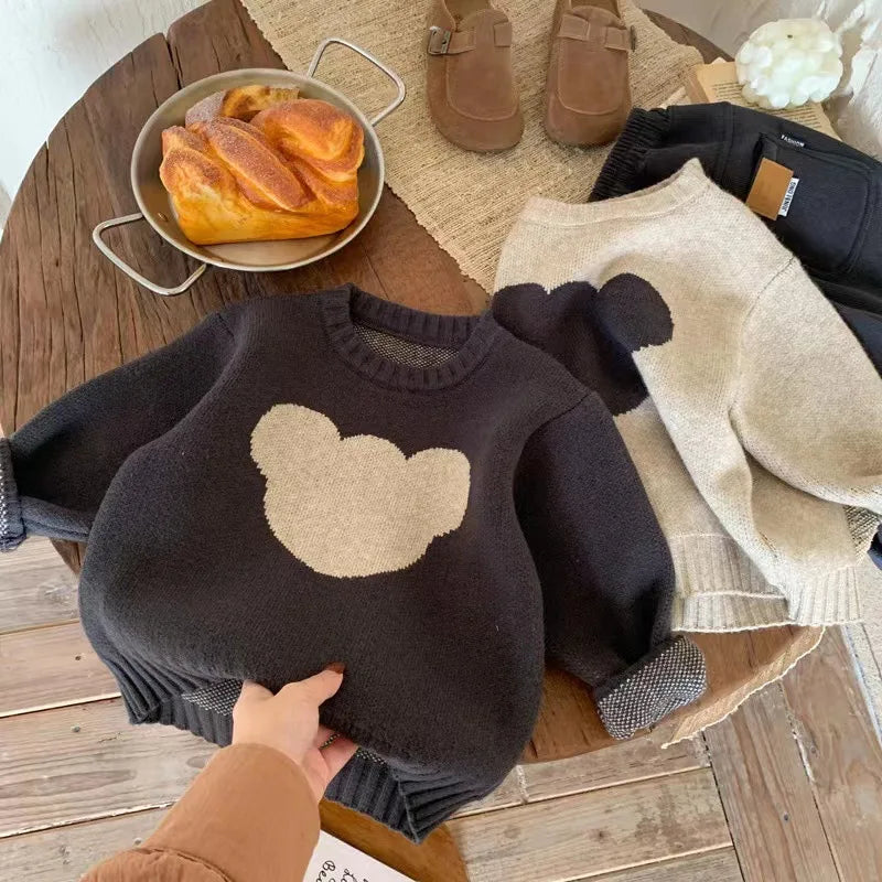 MJ230187 Korean-Style baby Sweaters, Autumn and Winter Outfits for Boys and Girls, Newborn Outerwear, Bear Hooded Knits