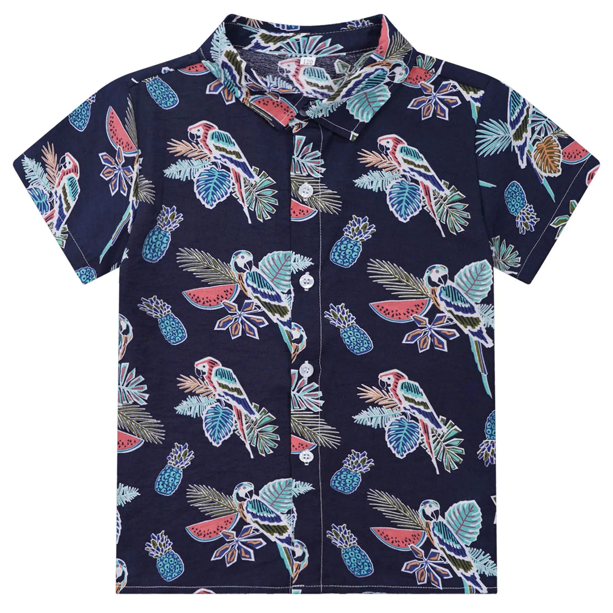 Kids Boys Hawaiian Shirts Tropical Graphic Print Short Sleeve Shirt Casual Turn-Down Collar Tee Tops for Vacation Beach Holiday