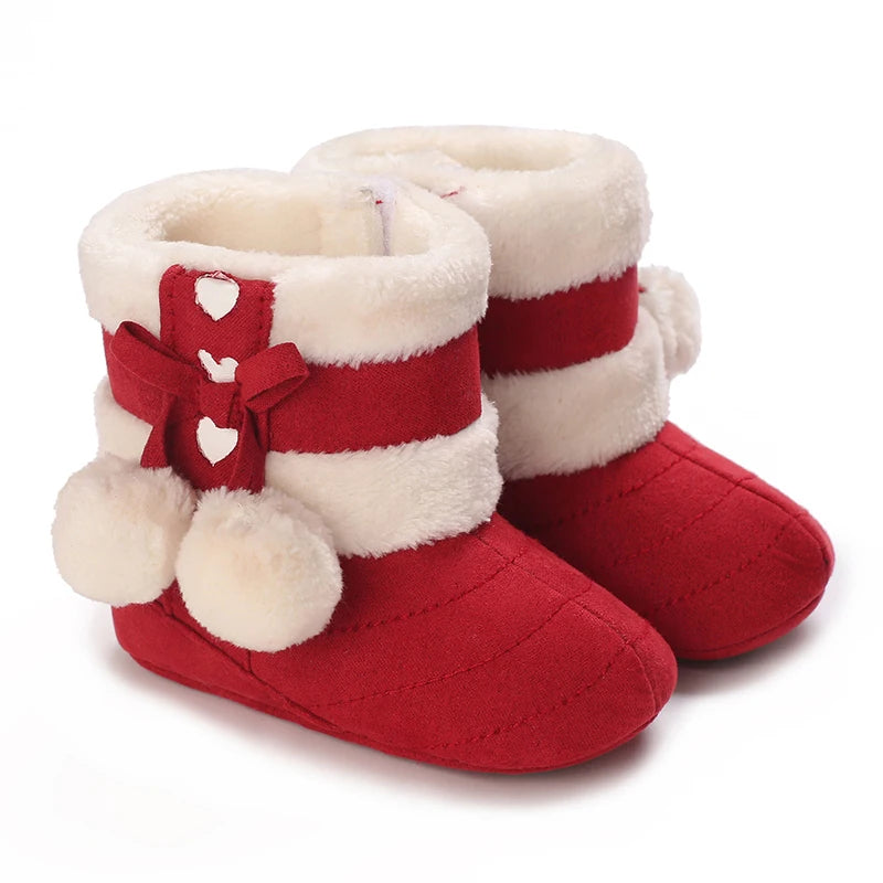 Infant Baby Winter Warm Boots Newborn Girls Boys First Walkers Shoes Soft Sole Fur Snow Booties Toddler Kids Anti-slip 0-12M