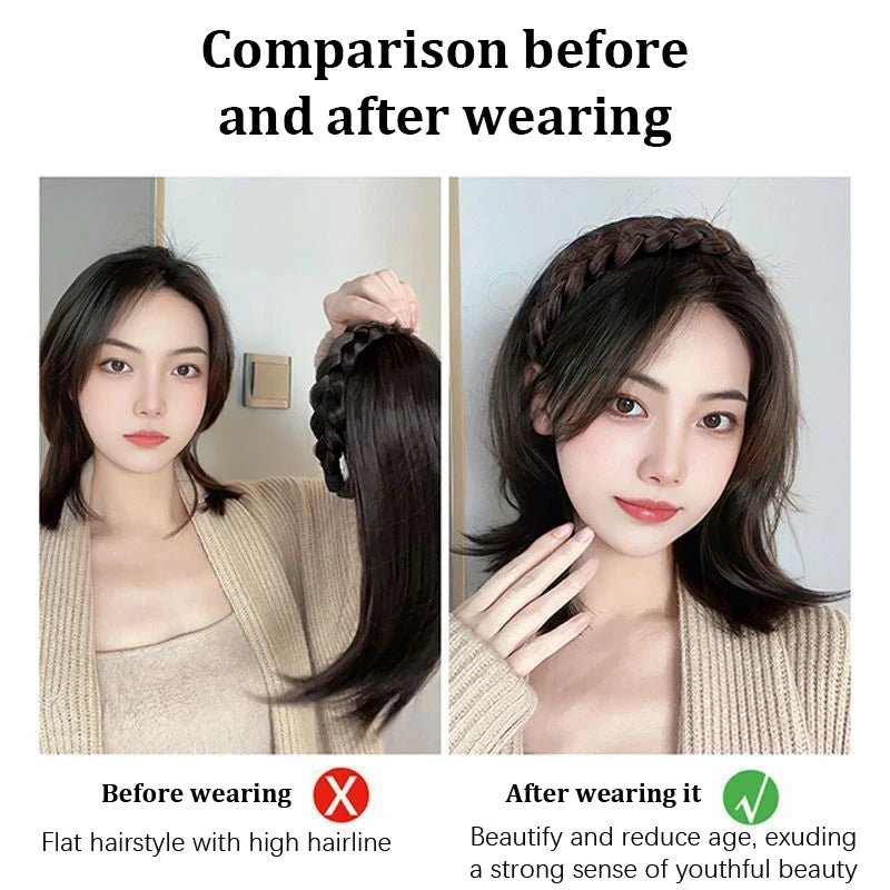 Wig For Woman Short Hair Headband With Hair Wig Fish Bone With Wig Integrated Hair Patch Hair Accessories