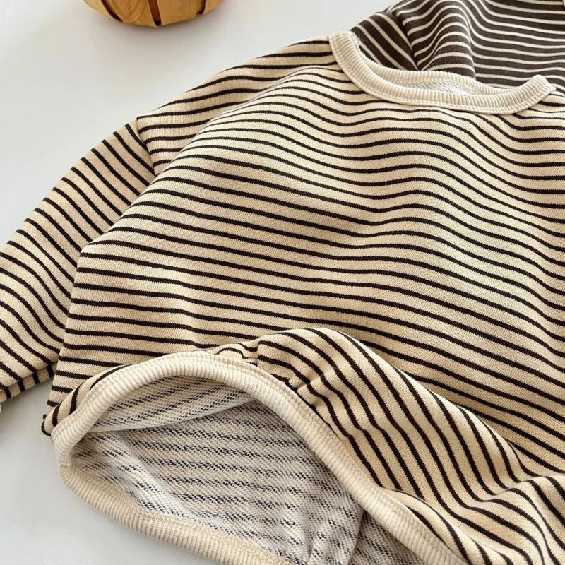 Children's T-shirts Striped Clothing Casual Long Sleeve Tee Autumn Spring Baby Toddler Boys Girls Tops 1-8Y Kids T-shirt Clothes