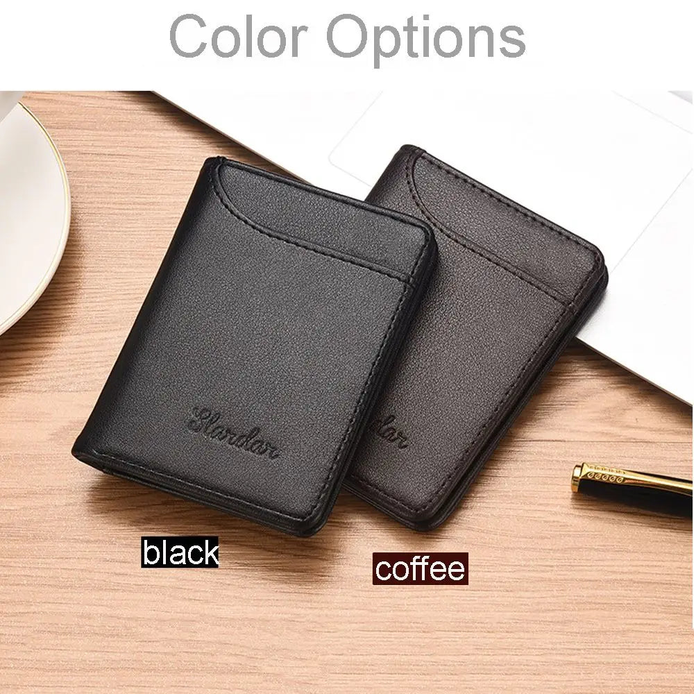 Men Bussiness Wallet Short Skin Wallets Purses PU Leather Money Clips Thin Wallet For Men Purses ID Card Holder Fashion