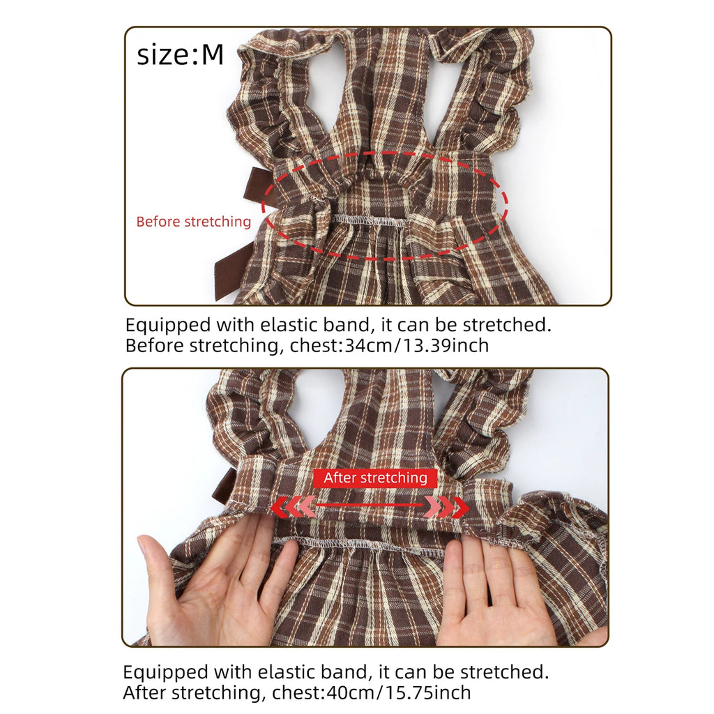 Pet Clothes Dog Dresses Princess Retro Plaid Bow Skirt Teddy Bichon Small Medium Dog Clothes Fashion Trend Decorative Clothing