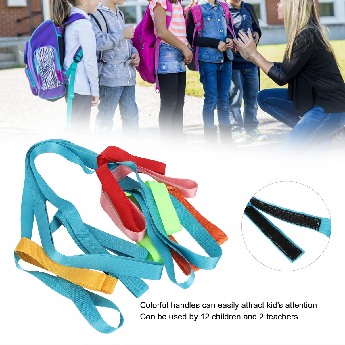 Kids Safety Line Rope Kids Walking Rope Anti‑Lost Colorful Handles Children Safety Line Rope for Preschool Daycare