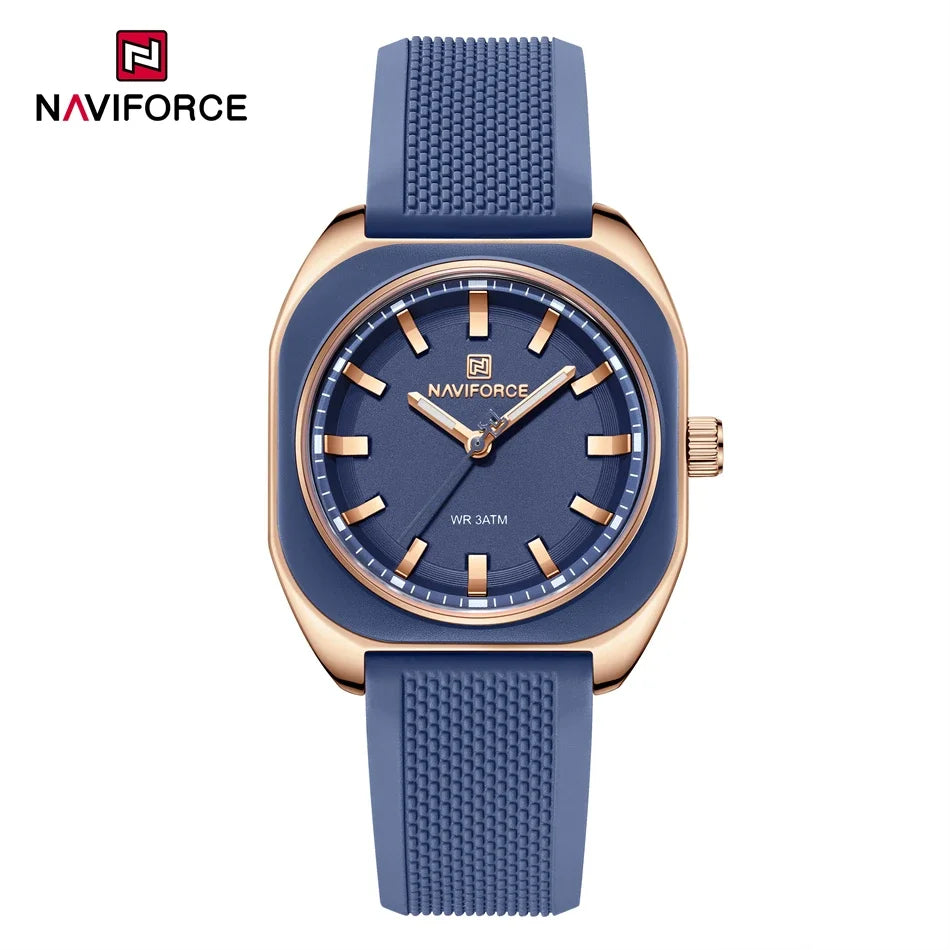 NAVIFORCE Simple Women Watches Luxury Design Silicone Watch Ladies Quartz Wristwatch Womens Polygon Dial Luminous Reloj Mujer