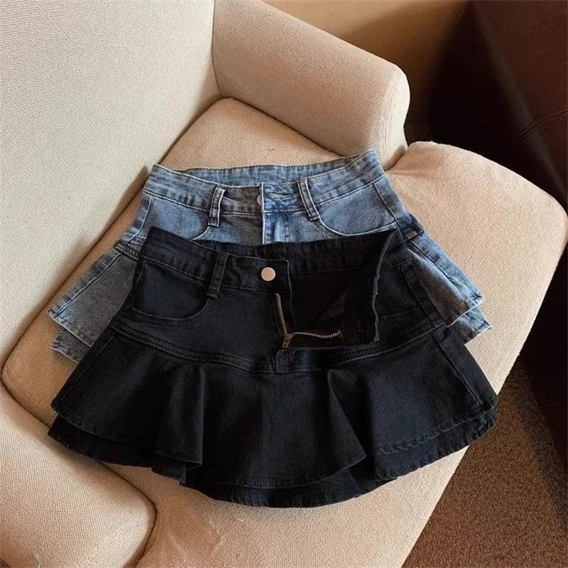 Kids Girls Denim Skirt Pants Korean Children's Clothes 2025 Children High Waist Cake Short Skirts Spring Summer Jean Skirt Pants