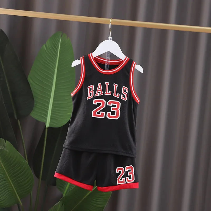 2026 Summer baby BOY girl Basketball nursery ball Clothes T Shirt camisole + Shorts pants children tracksuits 1 2 3 4 5 6 year
