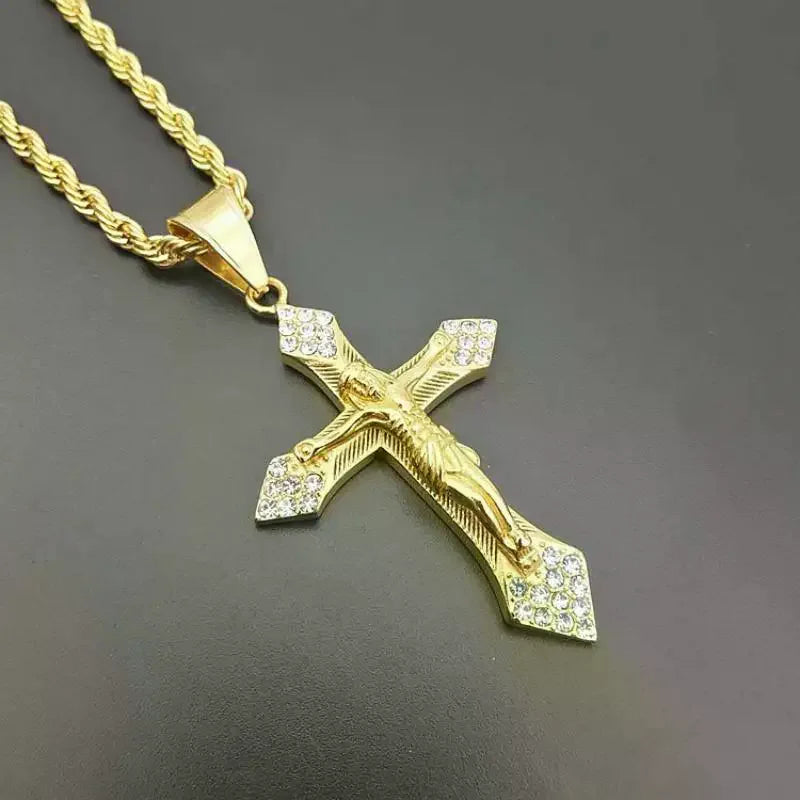 Cross Necklace For Men Jewelry Vintage Hip Hop Jesus Pendant Jewelry Religion Cross Pendants Choker Jewelry Prayer Gift