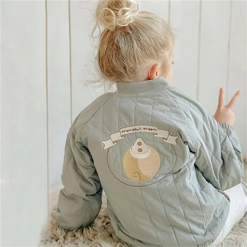 Fashion Children's Jackets Autumn Spring Embroidery Fleece Coats for Kids 1-7Years Toddler Boy Girl Outerwear