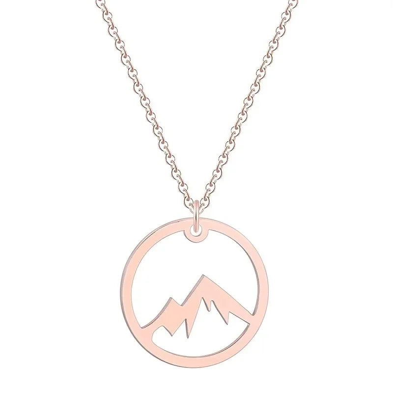 Women's Men's Necklace Mountain Mountain Mountain Gold and Silver Color Pendant Necklace Jewelry