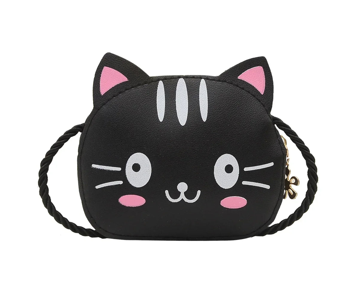 Baby Girls PU Leather Small Shoulder Crossbody Bags Cute Cat Kids Coin Purse Wallet Fashion Children's Mini Handbags