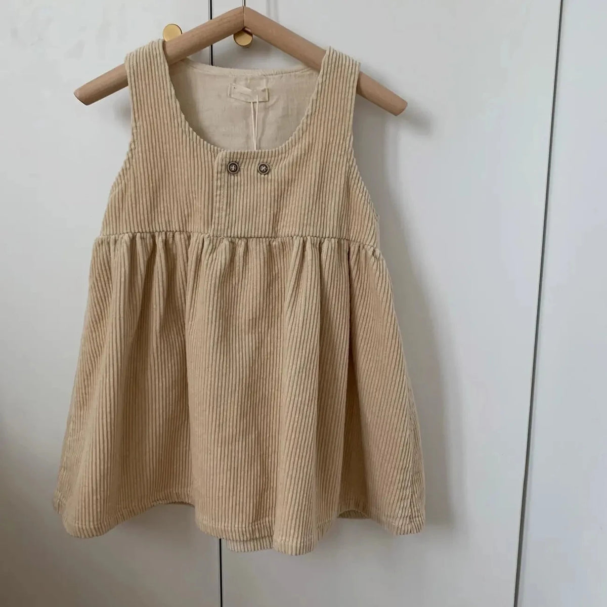 Baby Girls Sleeveless Dress Spring and Autumn New Baby Corduroy Dress Children's Lapel Loose Dress+T-shirt Set Kids Clothing Set