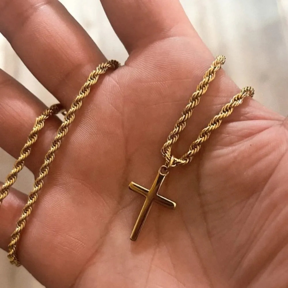 Men's Cross Pendant Necklace Fashion Metal Pendant Accessory Party Jewelry