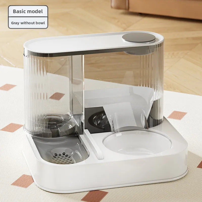 Pet feeder,cat food bowl,2 in 1 feeder waterer,automatic pet fountain,indoor feeding dish