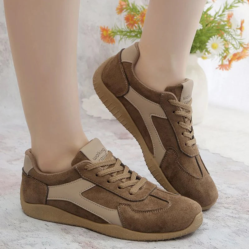 Comfy Lightweight Running Shoes Women Spring Autumn Faux Suede Lace Up Sneakers Woman Outdoor Non Slip Sport Shoes Female