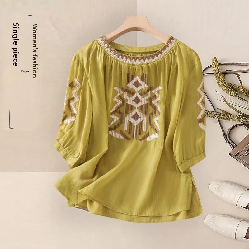 Fashionable Retro Linen Top And Pants Set for Women High End Cotton Linen Two Piece Suit Summer New Arrival Elegant Momwear