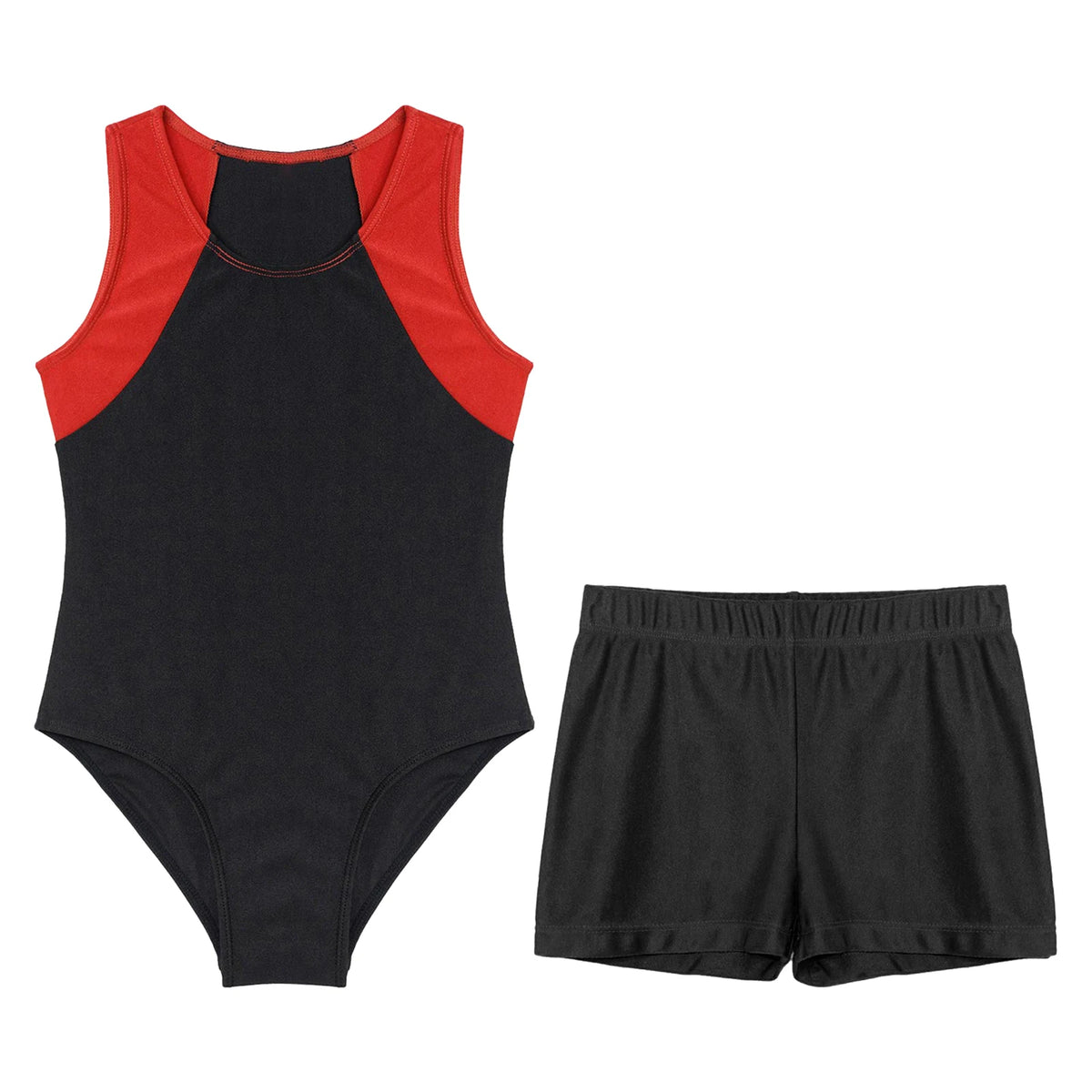 Kids Boys Sports Gymnastics Workout Sets Sleeveless Leotard Bodysuit Jumpsuit with Shorts Yoga Fitness Competition Dancewear