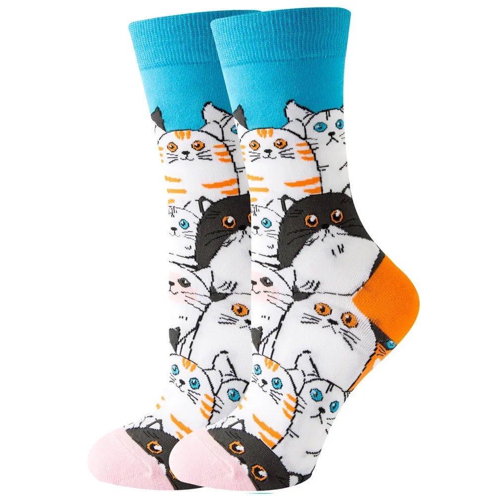 Cute Women Socks Cartoon Animal Food Fruit Socks Kawaii Funny Trendy Socks Happy Harajuku Casual Autumn Spring Stocking