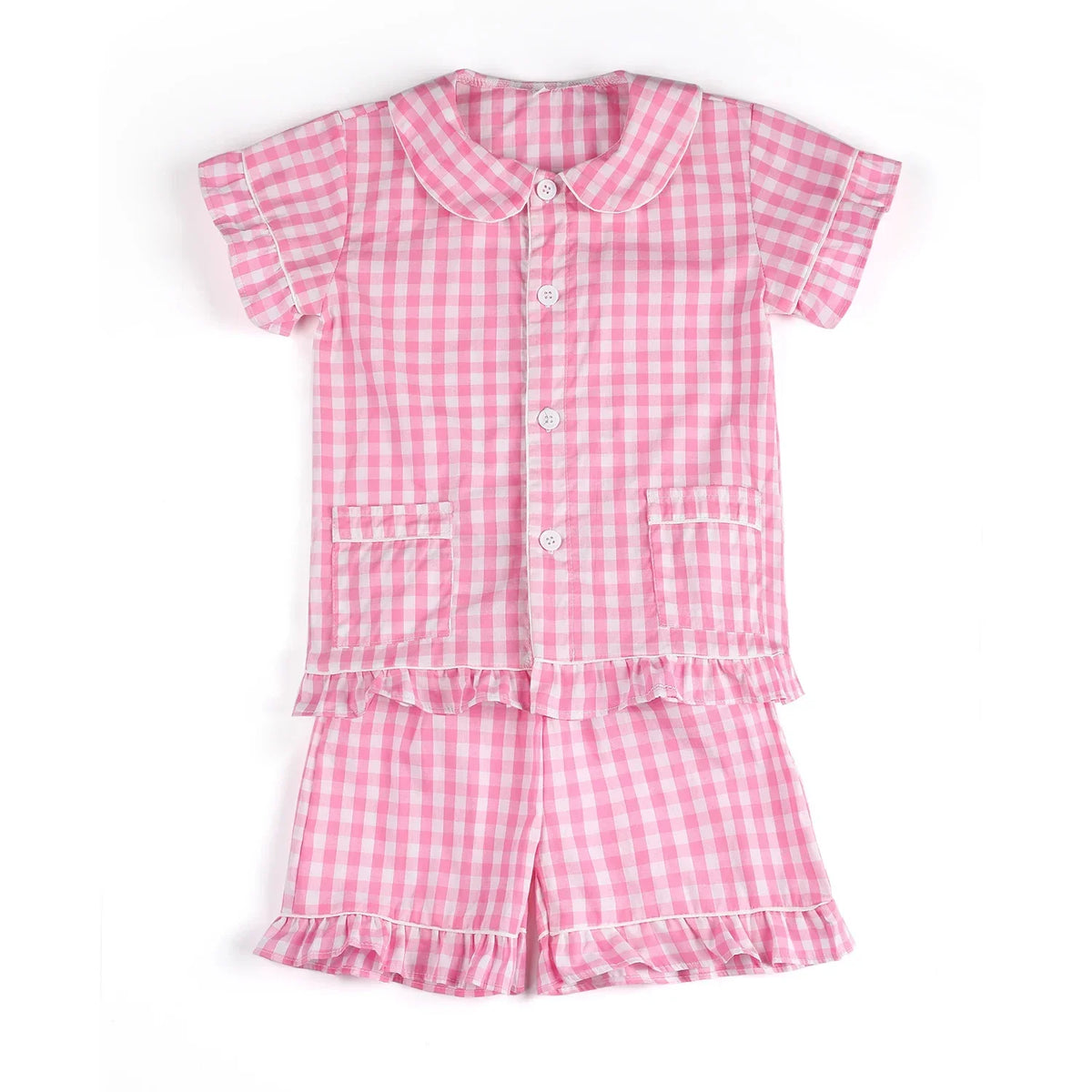 Ruffkids 100% Cotton Summer Kids Pajamas Sleepwear Seersucker Striped Matching Pjs Boys Clothes Loungewear Girls Pyjamas Set