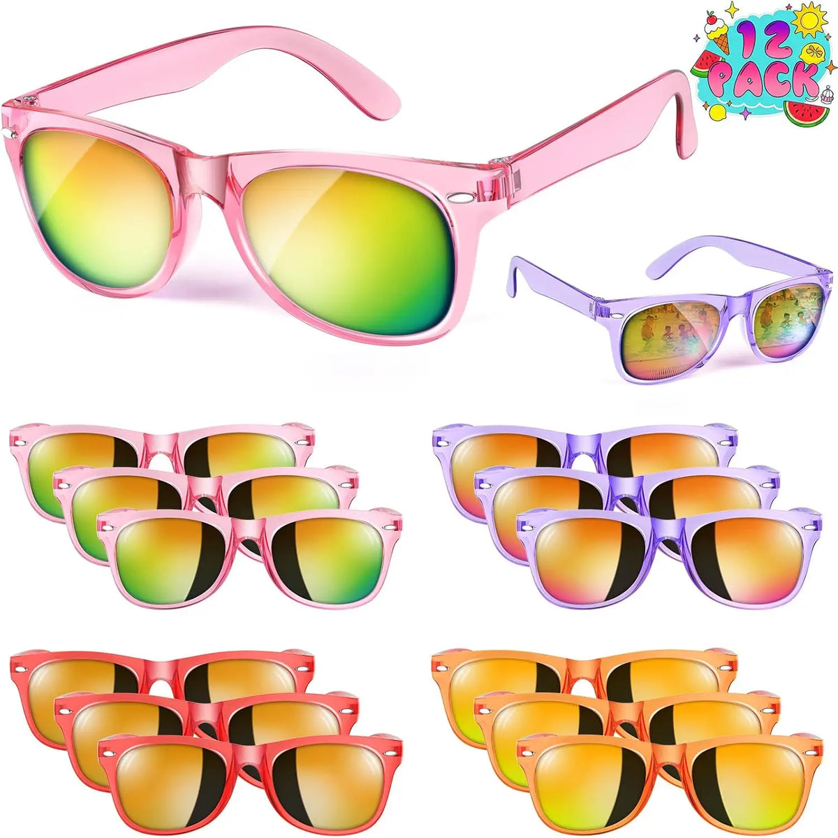Kids Sunglasses Bulk Party Favors Boys Girls Sunglasses for Kids with UV 400 Protection Neon Sunglasses for Birthday Party
