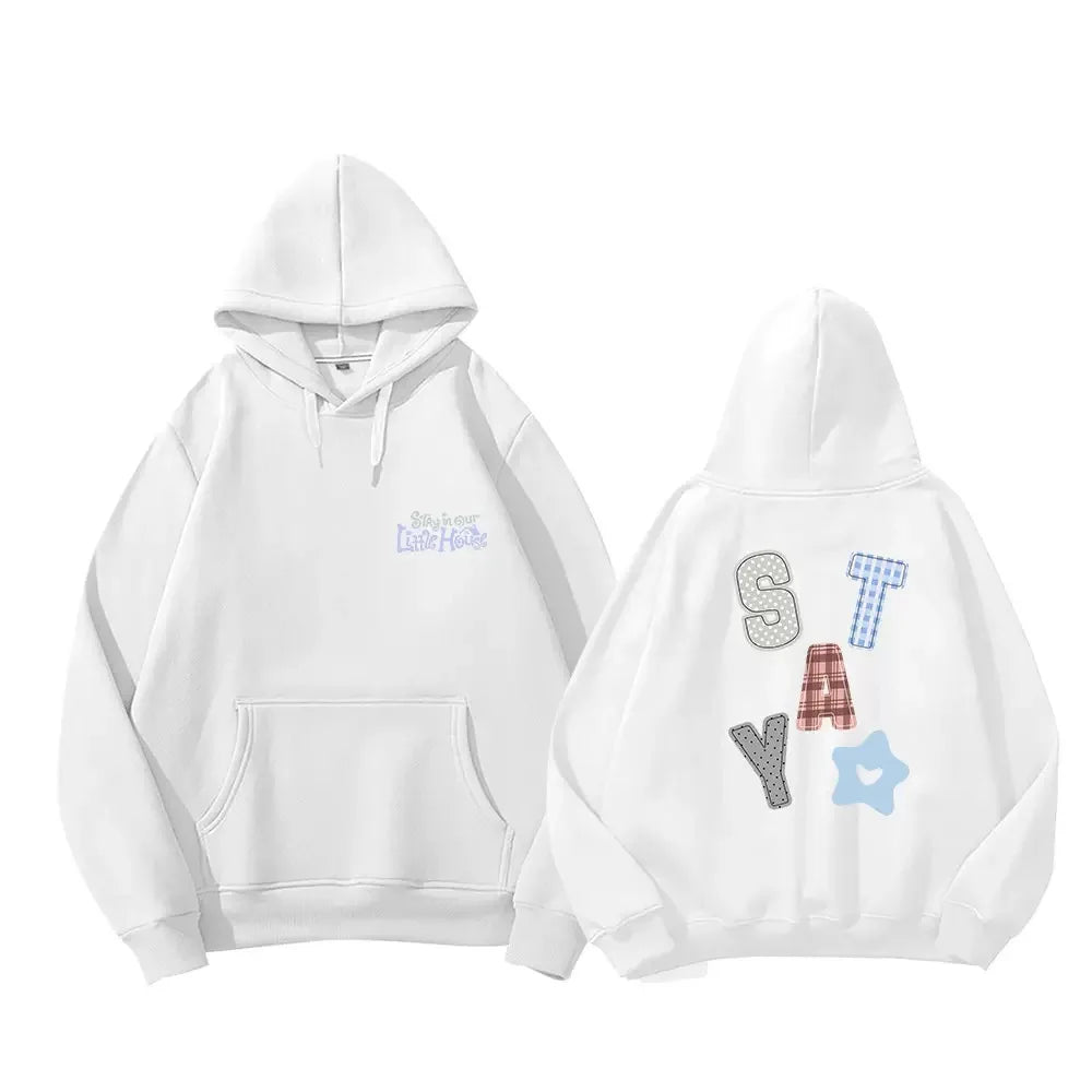 Hoodies STAY In Our Little House Kpop Fashion Star Same Letter Print Sweatshirt High Quality Cotton Thick T Shirt