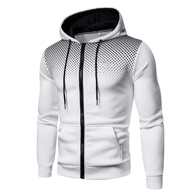 Men's Zip Up Hoodie wave point Print Hooded Sweatshirt Outdoor Casual Slim Fit Men Spring Autumn Zipper cardigan Hoodie men tops