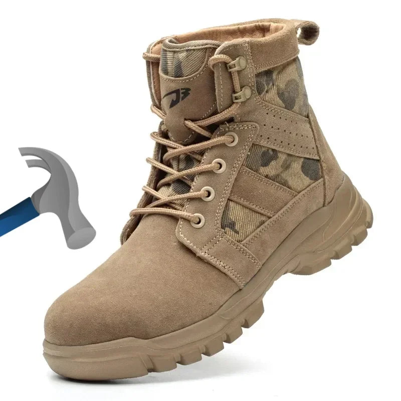 Outdoor Tactical Boots Desert Boot Anti-smash Anti-puncture High-top Safety Work Shoes Work Boots for Men Steel Toe Waterproof